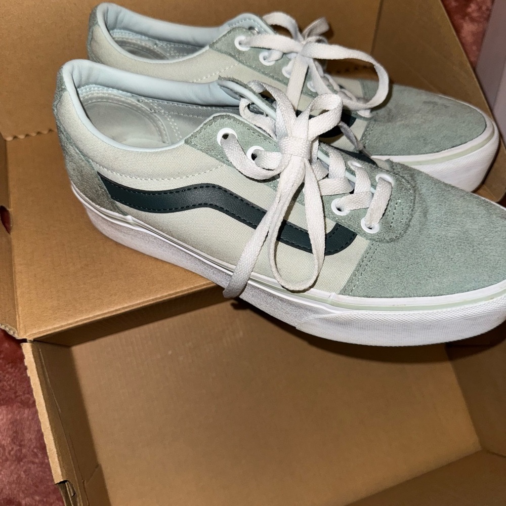 Vans Pastel Green and White Sneakers